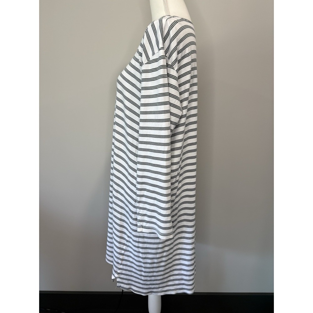 LAKE Pajamas Womens XXL Green White Striped Pima Cotton Long Sleeve Nightgown - Picture 2 of 6